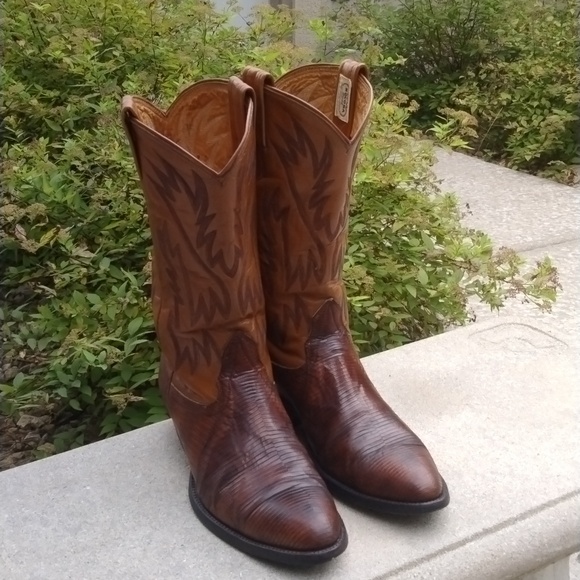 Nocona Mens Boots Lizard Skin Brown Leather Cowboy Western Size 9D - Picture 4 of 12